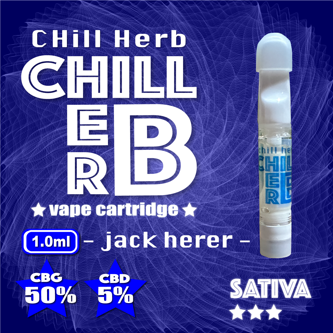 CHILL HERBリキッド,CBG50%,CBD5%,JACK HERER,1ml,テルペン,ベイプ,カートリッジ