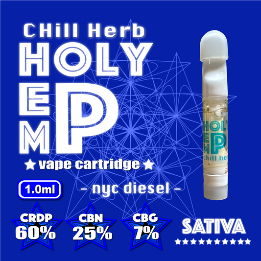 HOLY HEMP,CRDP 60%,CBN 25%,CBG 7%,NYC DIESEL,1ml,CRDP,CBNディスティレート,ベイプ,リキッド,カートリッジ,CHILL HERB