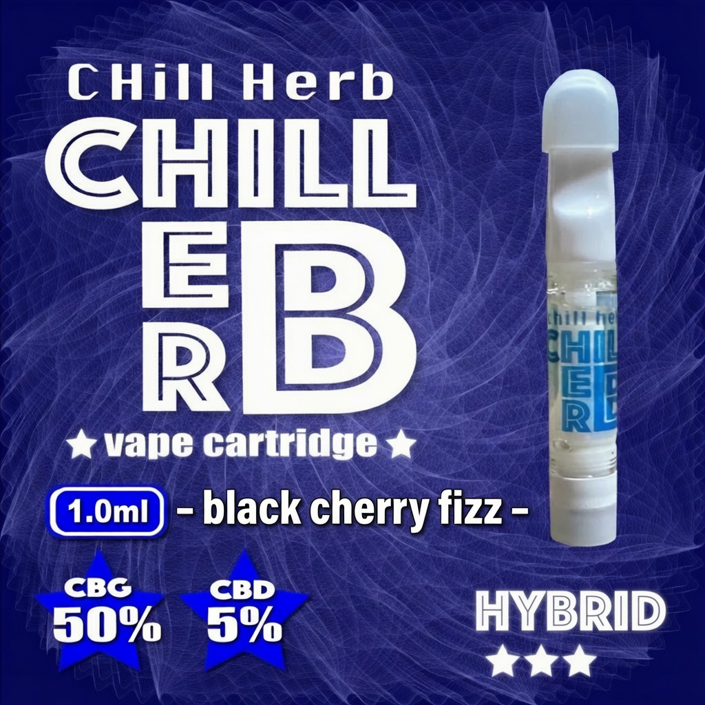 CHILL HERBリキッド,CBG50%,CBD5%,BLACK CHERRY FIZZ,1ml,テルペン,ベイプ,カートリッジ