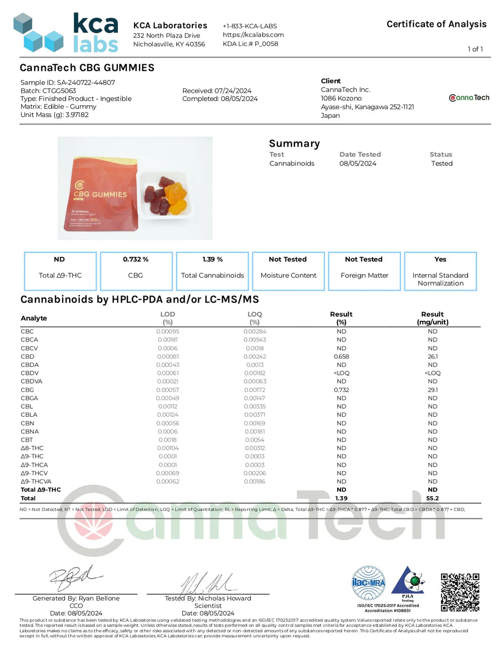 CANNATECH CBG グミ CBD 配合 (CBG 25mg + CBD 25mg /粒)10粒 CBG + CBD 500mg