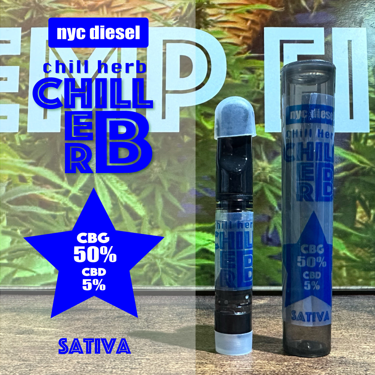 CHILL HERBリキッド,CBG50%,CBD5%,NYC DIESEL,1ml,テルペン,ベイプ,カートリッジ