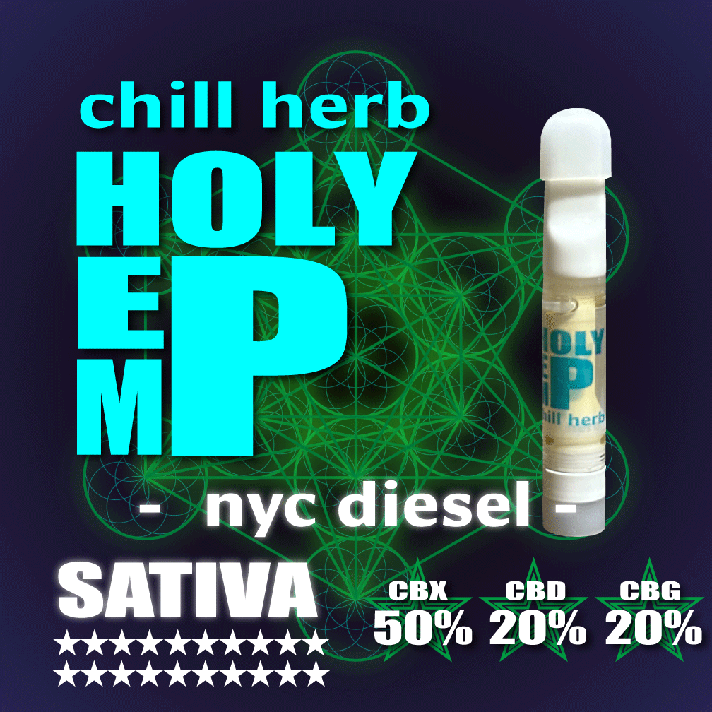 HOLY HEMP,CBX 50％,CBD 20%, CBG 20%,NYC Diesel,1.0ml,CBX,ベイプ,リキッド,カートリッジ,CHILL HERB