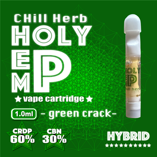 HOLY HEMP,CRDP 60%,CBN 30%,GREEN CRACK,1ml,CRDP,CBNディスティレート,ベイプ,リキッド,カートリッジ